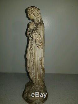 Ancienne Statue, Sainte, Vierge en Plâtre sculpté, Marquer au pied, XIX ou Avant