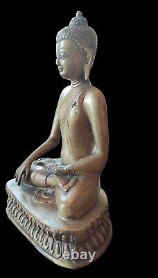 Ancienne Statue Sculpture Bouddha Assis Bronze/ancien Bouddhiste Tibétain/Fin 19