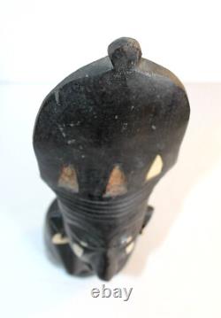 Ancienne Statue Sculpture Buste De Femme Avec Coiffe, Cote D'ivoire Art Africain