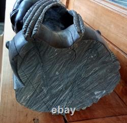 Ancienne Statue Sculpture Femme Africaine Bois Ébène Art Ethnique Afrique