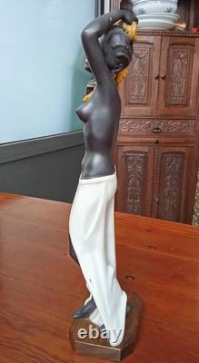 Ancienne Statue Sculpture Plâtre Couple Africain Africaine By A. Carl /Art Déco