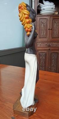 Ancienne Statue Sculpture Plâtre Couple Africain Africaine By A. Carl /Art Déco