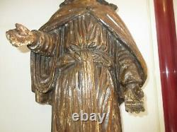 Ancienne Statue Sculpture en bois, Sainte, Religieuse, Haute époque, H66cm