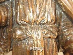 Ancienne Statue Sculpture en bois, Sainte, Religieuse, Haute époque, H66cm