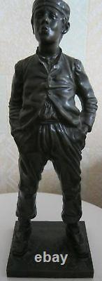 Ancienne Statue célèbre bronze le siffleur de Halfdan Hertzberg 33 cm -3 kg