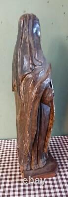 Ancienne Statue en Bois Polychrome Saint Rita Sculpture Religieuse