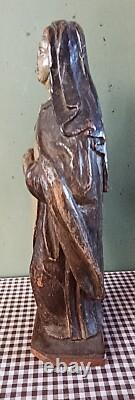 Ancienne Statue en Bois Polychrome Saint Rita Sculpture Religieuse