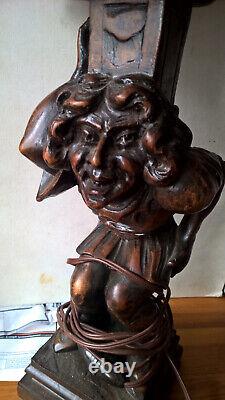 Ancienne Statue en Bois Sculpture Medieval Moyen age Neo Gothique