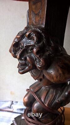 Ancienne Statue en Bois Sculpture Medieval Moyen age Neo Gothique