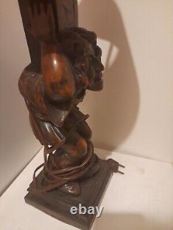 Ancienne Statue en Bois Sculpture Medieval Moyen age Neo Gothique