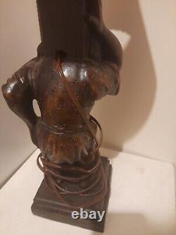 Ancienne Statue en Bois Sculpture Medieval Moyen age Neo Gothique