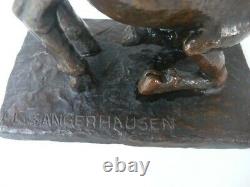 Ancienne Statue en Bronze Sculpture Animalière Signée L. SANGERHAUSEN
