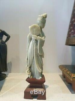 Ancienne Statuette Asie En Jade