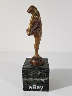 Ancienne Statuette Mascotte Bronze Au Revoir Signée E Grégoire Statue Bronze
