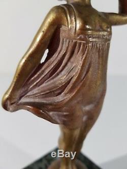 Ancienne Statuette Mascotte Bronze Au Revoir Signée E Grégoire Statue Bronze