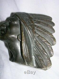 Ancienne Tete D Indien En Bronze