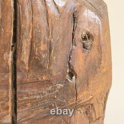 Ancienne Vierge Marie Bois Sculpté en Ronde-Bosse Traces de Polychromie 30,5 cm