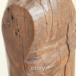 Ancienne Vierge Marie Bois Sculpté en Ronde-Bosse Traces de Polychromie 30,5 cm