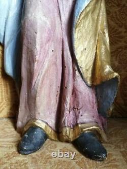 Ancienne Vierge a l'enfant bois doré / polychromé 18e siecle Allemagne