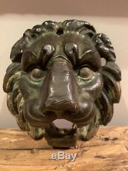 Ancienne bouche de fontaine tête de lion en bronze statue sculpture bassin XIXè
