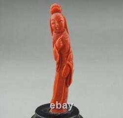 Ancienne figurine en corail rouge chinois Ancien Corail Statue chinese china