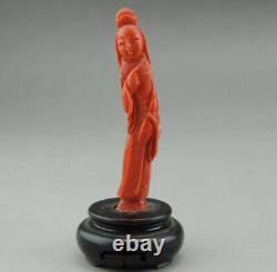 Ancienne figurine en corail rouge chinois Ancien Corail Statue chinese china