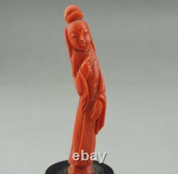 Ancienne figurine en corail rouge chinois Ancien Corail Statue chinese china