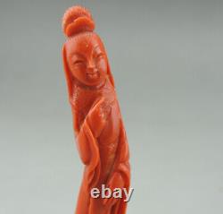 Ancienne figurine en corail rouge chinois Ancien Corail Statue chinese china