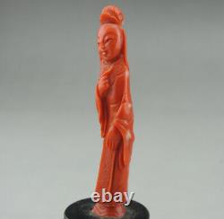 Ancienne figurine en corail rouge chinois Ancien Corail Statue chinese china