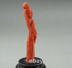 Ancienne figurine en corail rouge chinois Ancien Corail Statue chinese china