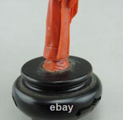 Ancienne figurine en corail rouge chinois Ancien Corail Statue chinese china