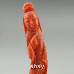 Ancienne figurine en corail rouge chinois Ancien Corail Statue chinese china