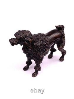Ancienne figurine statue sculpture en bronze chien caniche Antique Poodle dog
