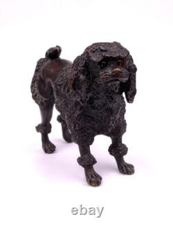 Ancienne figurine statue sculpture en bronze chien caniche Antique Poodle dog