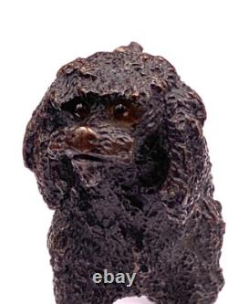 Ancienne figurine statue sculpture en bronze chien caniche Antique Poodle dog