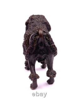 Ancienne figurine statue sculpture en bronze chien caniche Antique Poodle dog