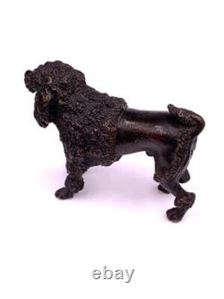 Ancienne figurine statue sculpture en bronze chien caniche Antique Poodle dog