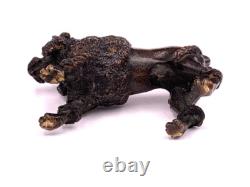Ancienne figurine statue sculpture en bronze chien caniche Antique Poodle dog