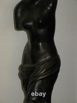 Ancienne grande sculpture vénus de milo Louvre 50 cm noir et or Déco