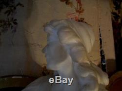 Ancienne grande statue sculpture albatre marbre epoqu XIXe musicienne romantique