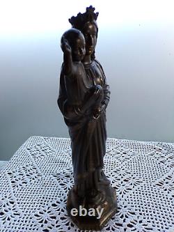 Ancienne grands statue de Notre Dame de France/statuette en régule-31 cm