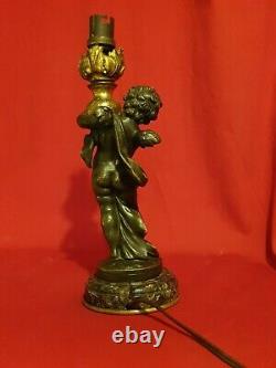 Ancienne lampe angelot en Bronze signée Auguste Moreau