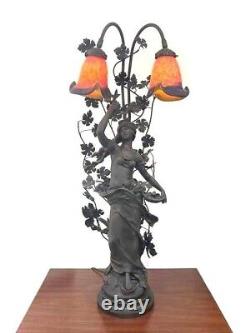 Ancienne lampe statue française en bronze Auguste Moreau (1834-1917) 26 pouces