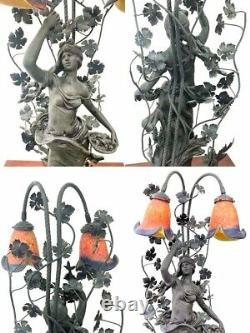 Ancienne lampe statue française en bronze Auguste Moreau (1834-1917) 26 pouces