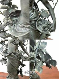 Ancienne lampe statue française en bronze Auguste Moreau (1834-1917) 26 pouces