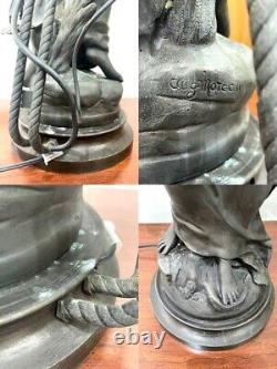 Ancienne lampe statue française en bronze Auguste Moreau (1834-1917) 26 pouces