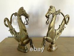 Ancienne paire chevaux de gondole ornements en bronze statue sculpture Art déco