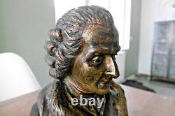 Ancienne paire de bustes en bronze Voltaire et Rousseau du XIX siècle