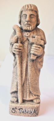 Ancienne rare Statue Sculpture En Pierre Saint Patrick superbe objet de 22 cm