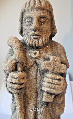 Ancienne rare Statue Sculpture En Pierre Saint Patrick superbe objet de 22 cm